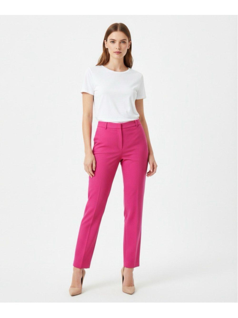 Talbots Heritage Wool Tailored Ankle Trousers Size 4 Pink